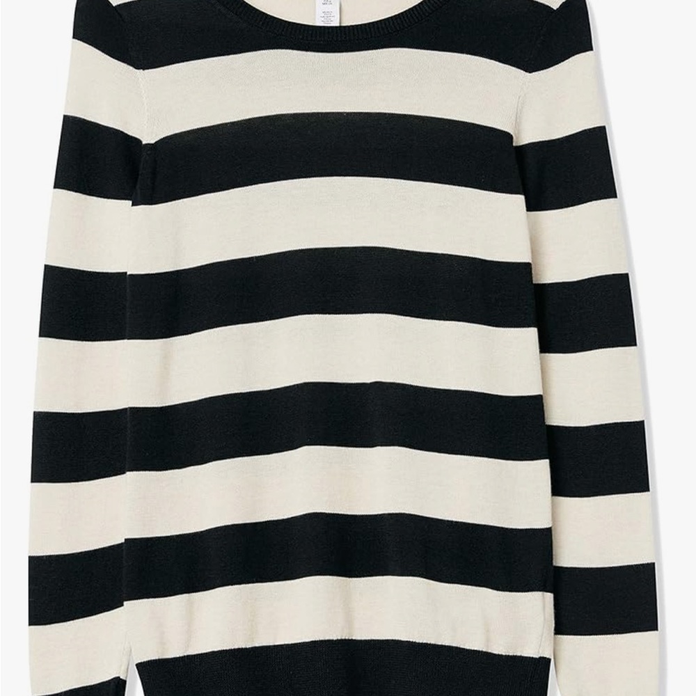 Women's Long-Sleeve Rugby Striped Lightweight Crewneck Sweater - Picture 2 of 5